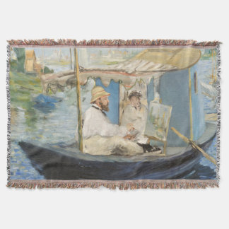 Edouard Manet - Monet Painting på hans Studio Boat Filt