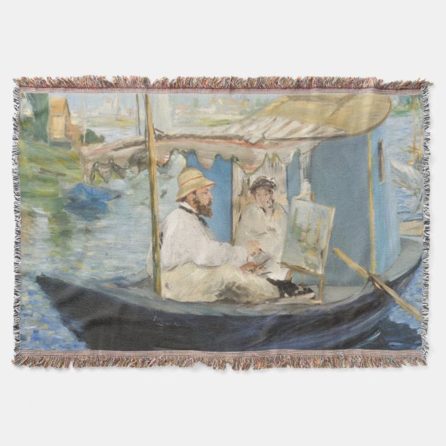 Edouard Manet - Monet Painting på hans Studio Boat Filt (Framsidan)