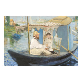 Edouard Manet - Monet Painting på hans Studio Boat Fototryck