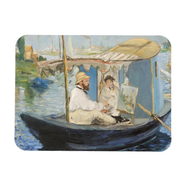 Edouard Manet - Monet Painting på hans Studio Boat Magnet (Horisontell)