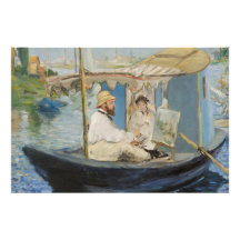 Edouard Manet - Monet Painting på hans Studio Boat