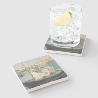Edouard Manet - Monet Painting på hans Studio Boat Stenunderlägg