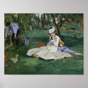 Edouard Manet - Monetfamiljen i deras trädgård Poster