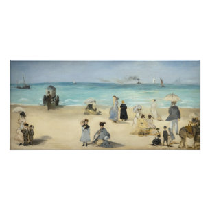 Edouard Manet - På stranden, Boulogne-sur-Mer Fototryck