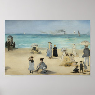 Edouard Manet - På stranden, Boulogne-sur-Mer Poster