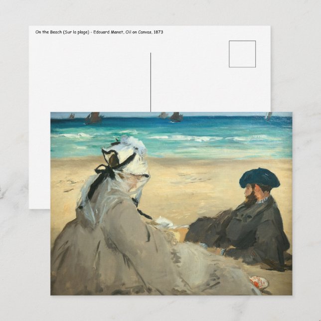 Edouard Manet - på stranden Vykort (Fram/baksida)