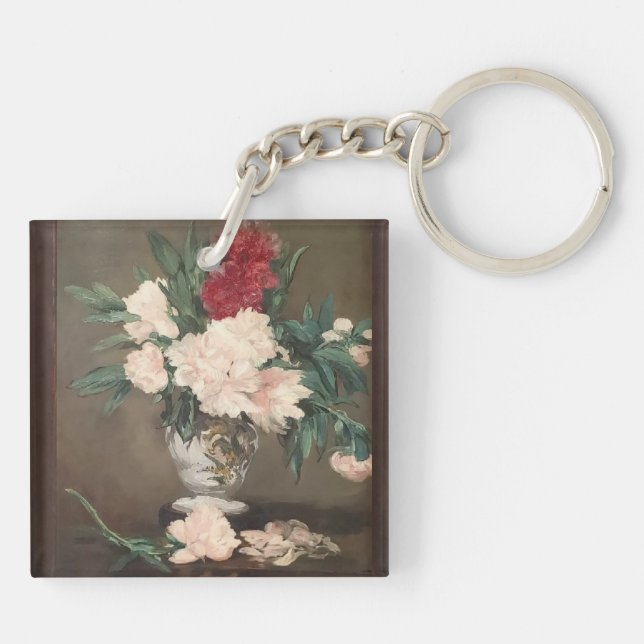 Édouard Manet Peonies in a Vase Acrylic Keychain (Baksidan)