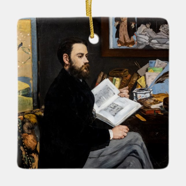 Edouard Manet - Porträtt i Emile Zola Julgransprydnad Keramik (Framsida)