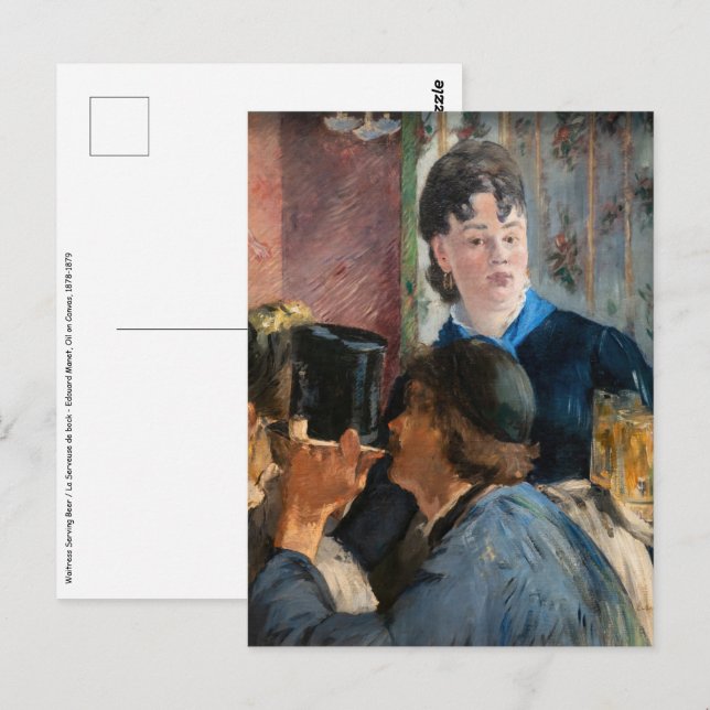 Edouard Manet - Servitris som serverar öl Vykort (Fram/baksida)