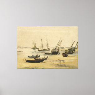 Edouard Manet strand, låg Tide Canvastryck