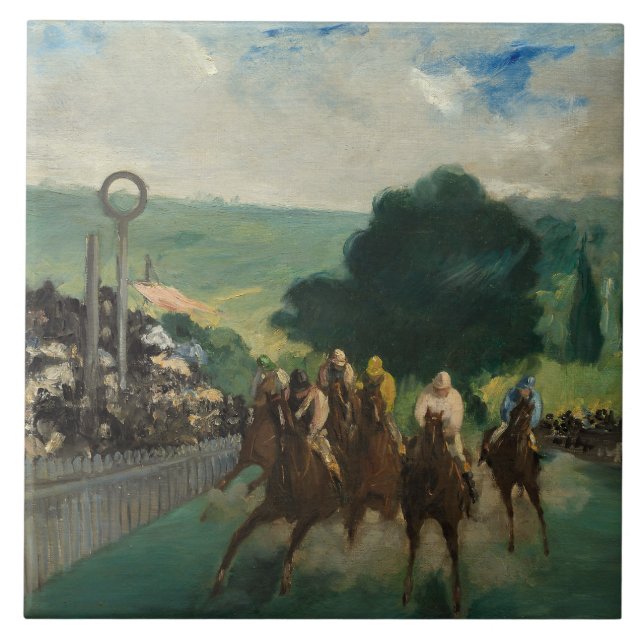Edouard Manet - Tävling vid Longchamp Kakelplatta (Framsidan)