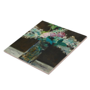 Edouard Manet Vas av White Lilacs och Ro Kakelplatta