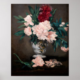 Edouard Manet - Vas med pioner på liten piedestal Poster