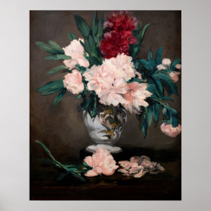 Edouard Manet - Vas med pioner på liten piedestal Poster