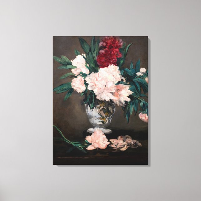 Edouard Manet - Vas of Peonies on Small Pedestal Canvastryck (Framsida)