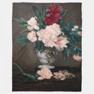 Edouard Manet - Vas of Peonies on Small Pedestal Fleecefilt