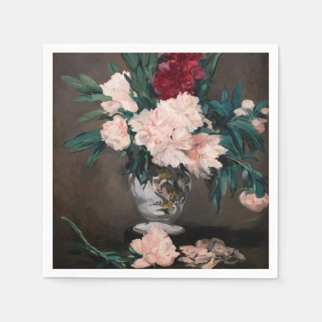 Edouard Manet - Vas of Peonies on Small Pedestal Pappersservett (Framsidan)