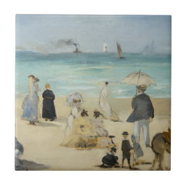 Edouard Manet - vid stranden, Boulogne-sur-Mer Kakelplatta