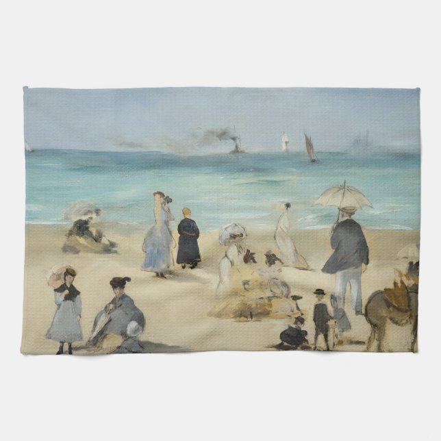 Edouard Manet - vid stranden, Boulogne-sur-Mer Kökshandduk (Horisontell)