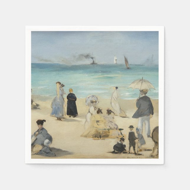 Edouard Manet - vid stranden, Boulogne-sur-Mer Pappersservett (Framsidan)