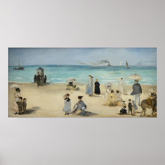 Edouard Manet - vid stranden, Boulogne-sur-Mer Poster (Framsidan)