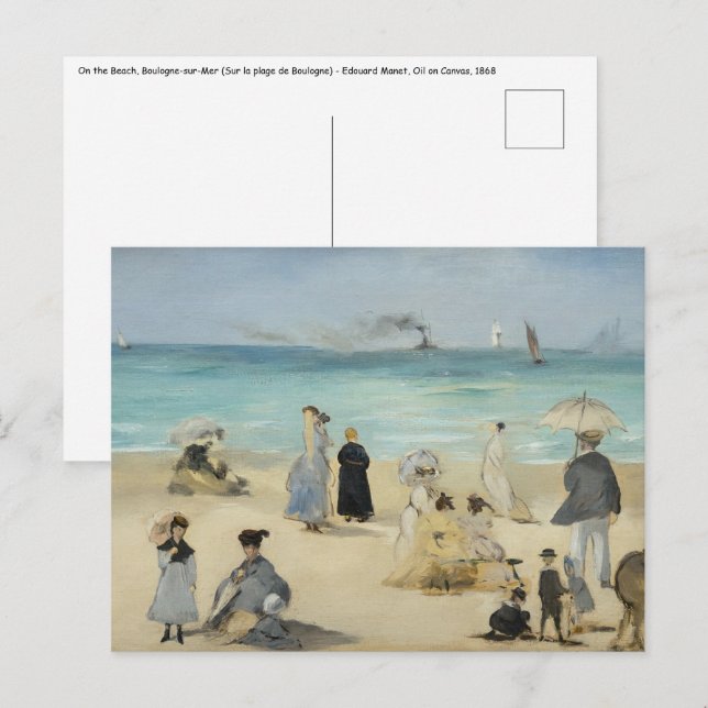 Edouard Manet - vid stranden, Boulogne-sur-Mer Vykort (Fram/baksida)