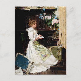 Edouard Mentha - Avbrott på målaren i studion Vykort