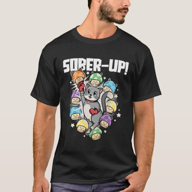 Edru Upp Sober Katt  Spelare T Shirt (Framsida)