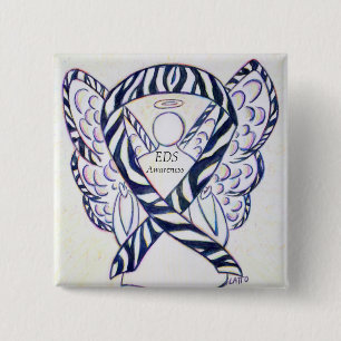 EDS Awareness Angel Zebra Rand Ribbon Anpassningsb Knapp
