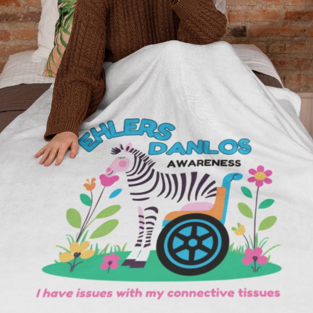 EDS Awareness Zebra Blanket Fleecefilt (Spread EDS awareness with this cute zebra, "I have issues with my connective tissues" blanket! )
