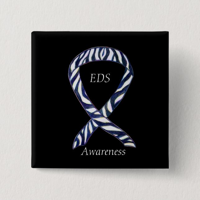 EDS Awareness Zebra Rand Ribbon Anpassningsbar Pin Knapp (Framsida)