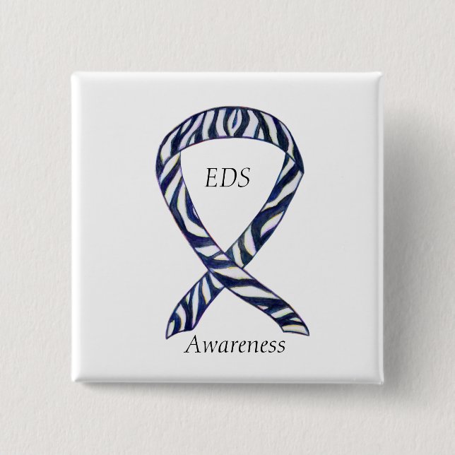 EDS Awareness Zebra Rand Ribbon Anpassningsbar Pin Knapp (Framsida)