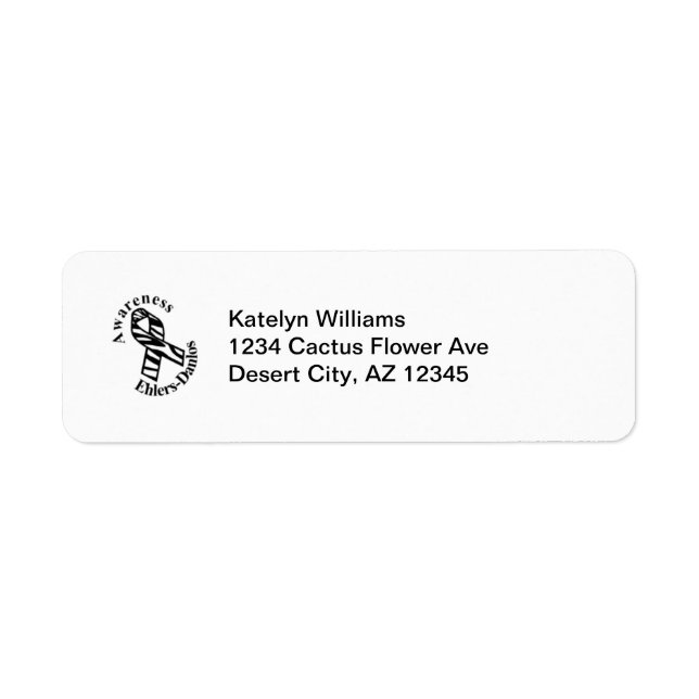 EDS Awareness Zebra Ribbon Address Label Returadress Etikett (Framsidan)