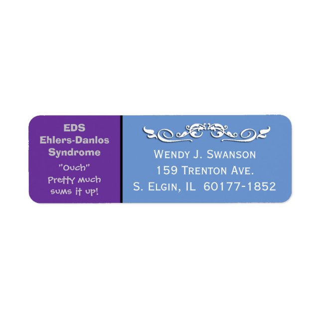 EDS Ehlers-Danlos syndrom adressetikett Returadress Etikett (Framsidan)