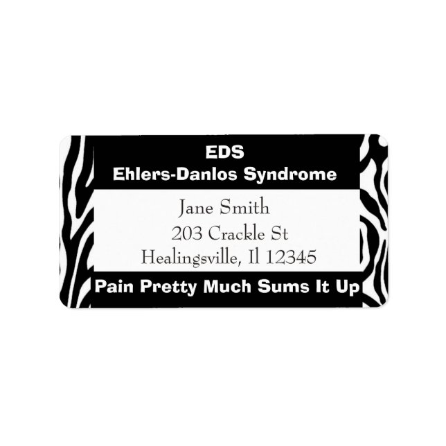 EDS Ehlers-Danlos Syndrome-adressetikett Adressetikett (Framsidan)