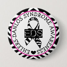 EDS Ehlers-Danlos Syndrome Awareness Rosa Button