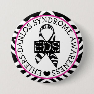 EDS Ehlers-Danlos Syndrome Awareness Rosa Button Knapp