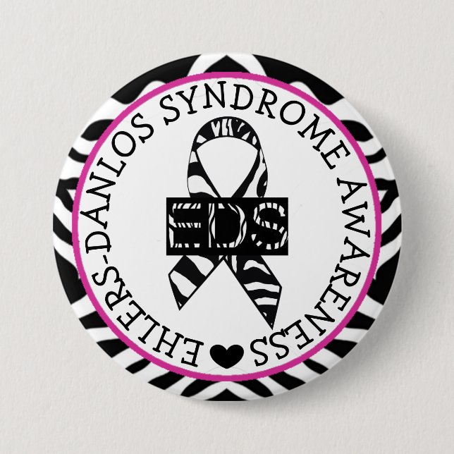 EDS Ehlers-Danlos Syndrome Awareness Rosa Button Knapp (Framsida)
