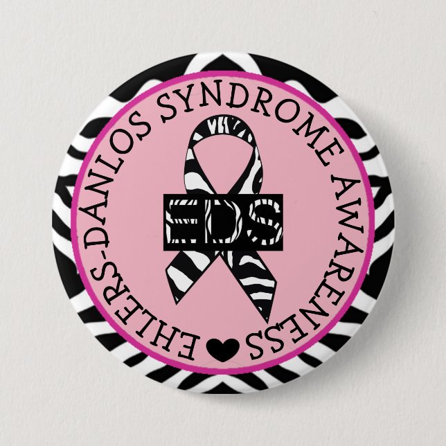 EDS Ehlers-Danlos Syndrome Awareness Rosa Button Knapp (Framsida)