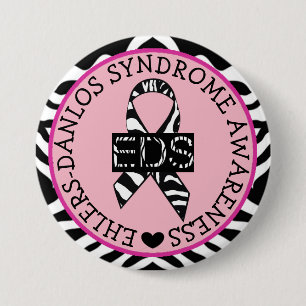 EDS Ehlers-Danlos Syndrome Awareness Rosa Button Knapp