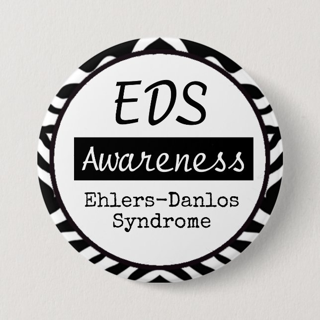 EDS Ehlers-Danlos Syndrome Awareness Zebra Button Knapp (Framsida)