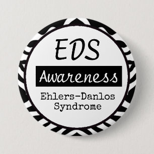 EDS Ehlers-Danlos Syndrome Awareness Zebra Button Knapp