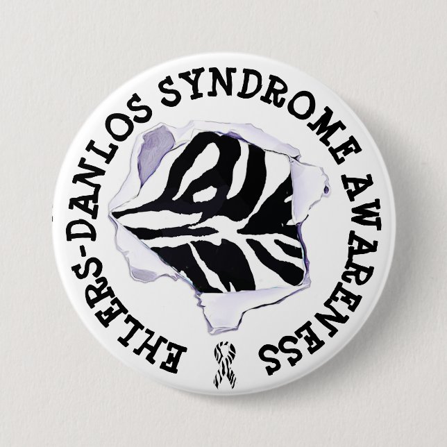 EDS Ehlers-Danlos Syndrome Awareness zebra Button Knapp (Framsida)