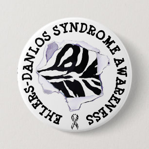EDS Ehlers-Danlos Syndrome Awareness zebra Button Knapp
