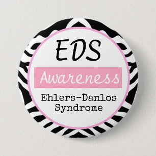 EDS Ehlers-Danlos Syndrome Awareness Zebra Button Knapp