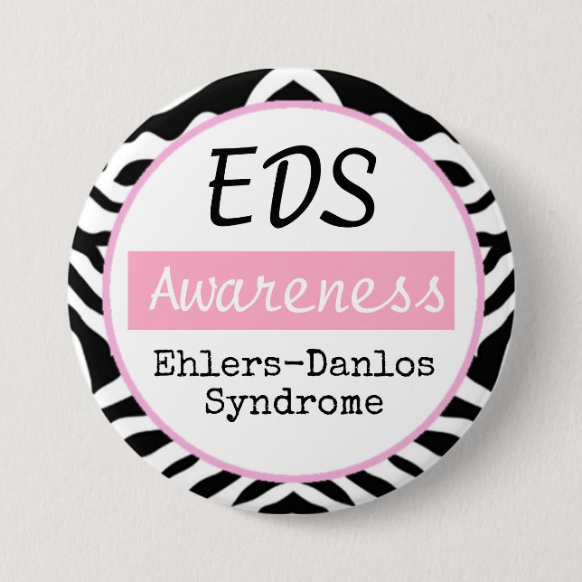 EDS Ehlers-Danlos Syndrome Awareness Zebra Button Knapp (Framsida)