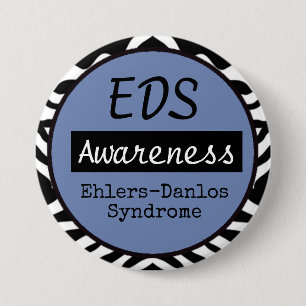 EDS Ehlers-Danlos Syndrome Awareness Zebra Button Knapp