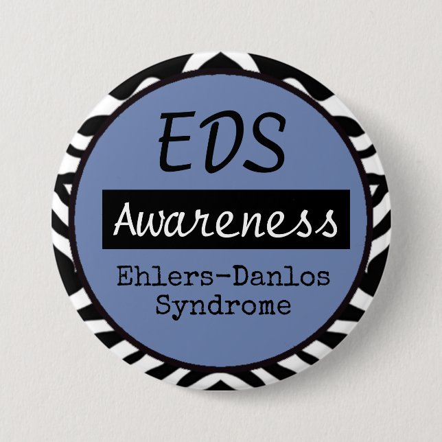 EDS Ehlers-Danlos Syndrome Awareness Zebra Button Knapp (Framsida)