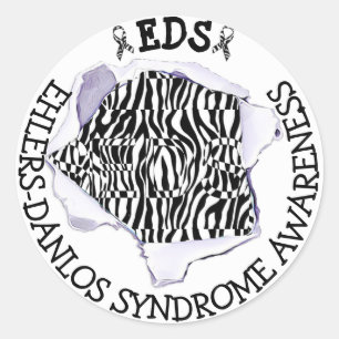 EDS Ehlers-Danlos Syndrome Awareness Zebra Sticker Runt Klistermärke