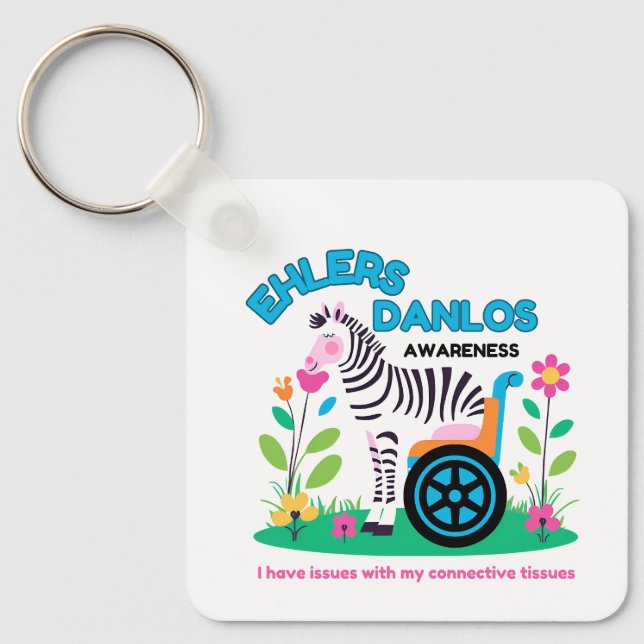 EDS-medvetandegörande Zebra Keychain Nyckelring (Framsida)